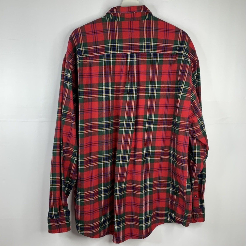 Vtg Eddie Bauer Sz L Flannel Shirt Classic Red Plaid Long Sleeve Button Up Men's - Picture 11 of 11